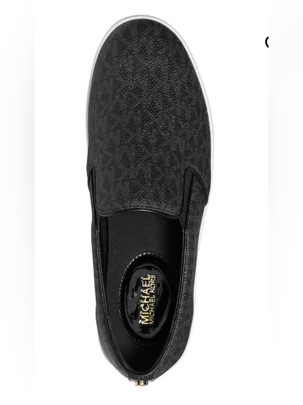 MICHAEL Michael Kors womens Black Slip-On Loafer with Signature Print
